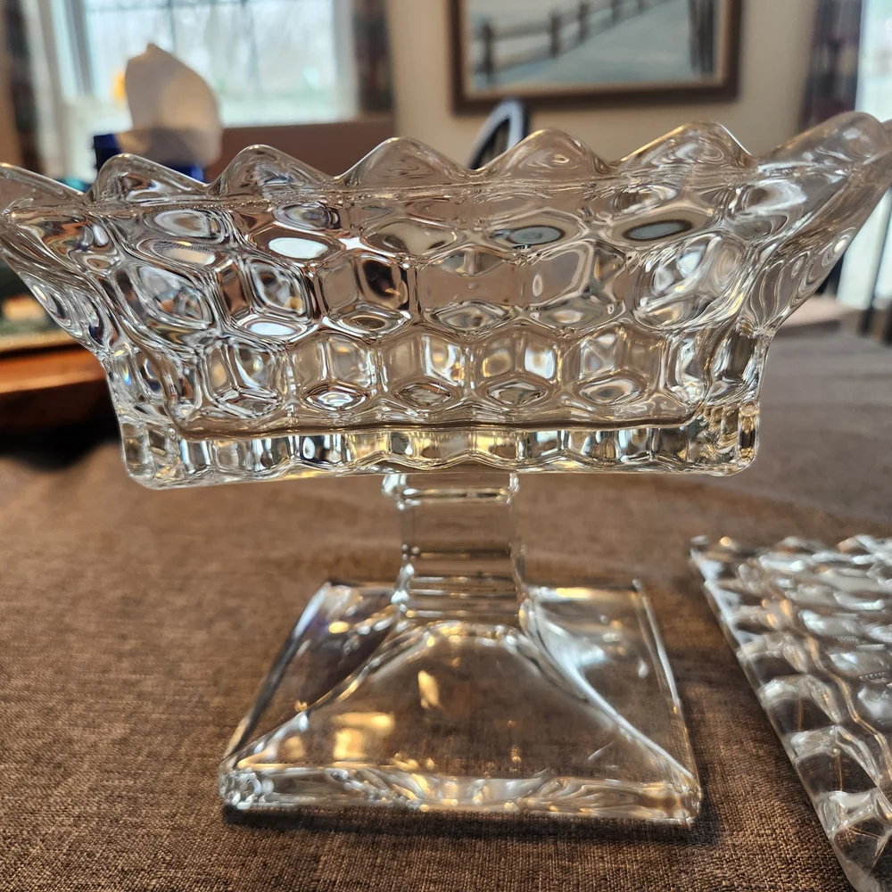 VTG Fostoria American Clear Wedding Bowl With Lid /Candy Dish/Compote HEAVY! - Picture 14 of 16